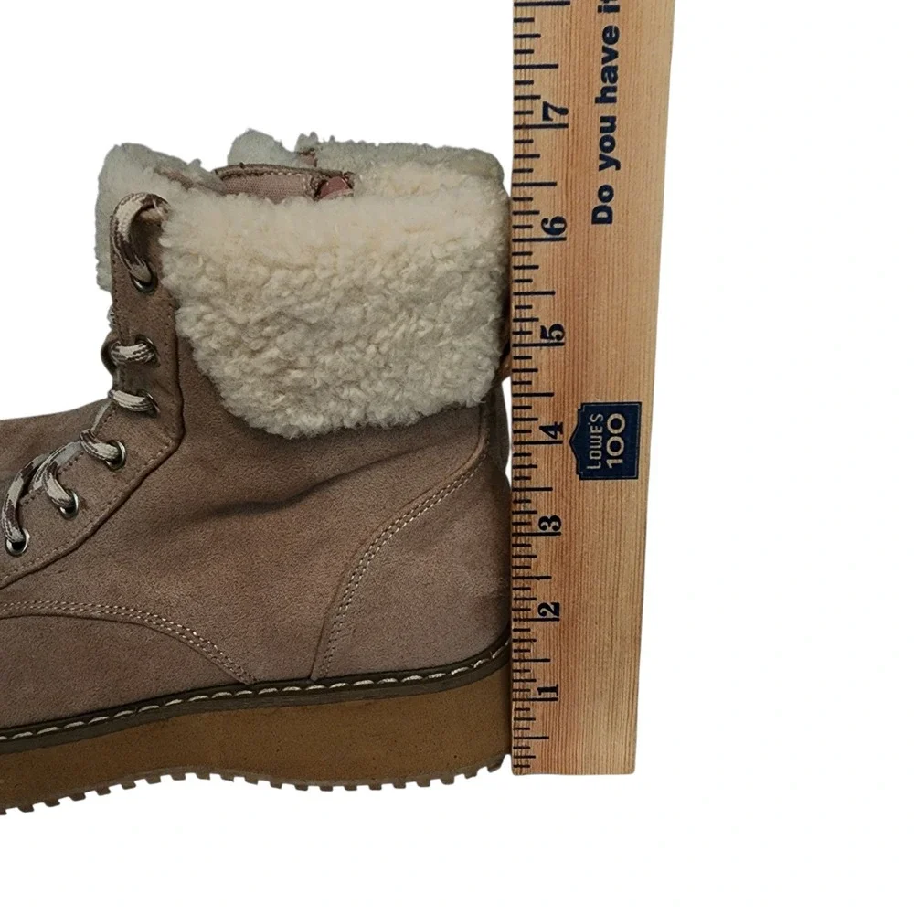Madden Girl Boots sz 4‎ Girls 5.5 Wom KIMBER Hike Combat Beige Faux Suede Sherpa